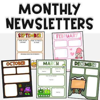 Monthly Classroom Newsletter Templates BUNDLE | Parent Communication