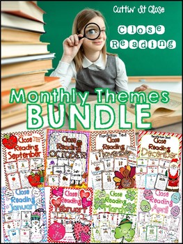 Preview of Monthly Close Reading BUNDLE {Kindergarten, 1st & 2nd Grade}