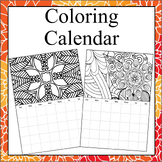 Monthly Coloring Calendar- 12 Coloring Calendar Pages-Not 