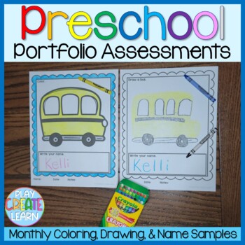 Preview of Monthly Coloring, Drawing, and Name Sample Portfolio Assessments