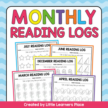 Monthly Coloring Reading Log | Monthly Reading Tracker for Year | TPT