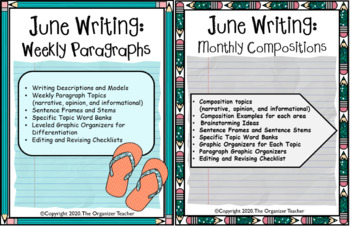 Preview of Monthly Composition Topics and Weekly Paragraph Topics BUNDLE (June Edition)