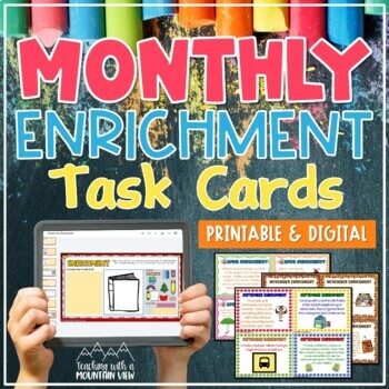 Preview of Monthly Creative and Critical Thinking Task Cards & Enrichment