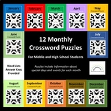 Monthly Crossword Puzzles for Middle and High School Stude