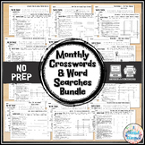 Monthly Crossword and Word Search Bundle for Morning Work 