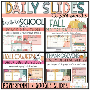 Preview of Monthly Daily Slides Bundle | Google Slides + PowerPoint | Year-Long | Editable