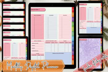 Preview of Monthly Digital Planner with Hyperlinks each pages