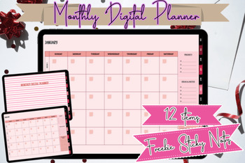 Preview of Monthly Digital Planner with Hyperlinks each pages for easy access to organize