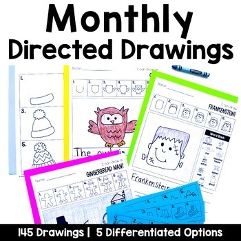 Preview of Monthly Directed Drawings with Shapes Bundle