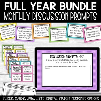 Preview of Daily Discussion Questions or Writing Prompts | Full Year Bundle #hjhalf