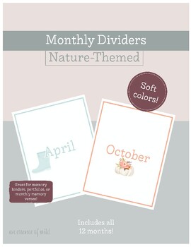 Preview of Monthly Dividers for End of Year Memory Binders/Portfolios/Memory Verses