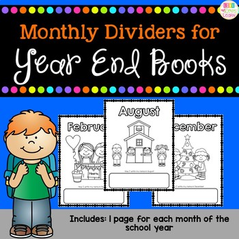 Preview of Monthly Dividers for Year End Books or Portfolios {freebie}