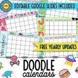 Monthly Doodle Calendars with Editable Google Slides Copy