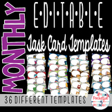 Monthly EDITABLE Task Card TEMPLATES