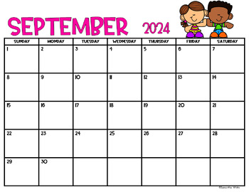 Monthly Editable Calendar 2019-2020 (kid Theme) By Samantha White