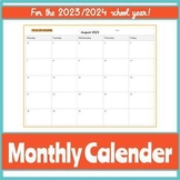 Monthly Editable Calendar 2023-2024 | Google Slides