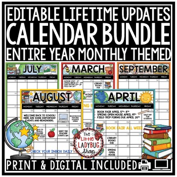 Preview of Monthly Editable Calendar 2024 2025 Templates Classroom Teacher Communication