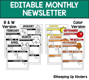 Preview of Monthly Editable Newsletter