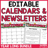 Monthly Editable Newsletters & Calendars 2024-2025 BUNDLE 