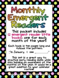 Monthly Emergent Readers Preschool Kindergarten Months of 