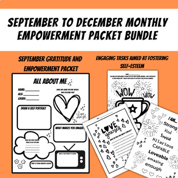 Preview of Monthly Empowerment Packet Bundle- Social Emotional Learning- Sept.- Dec.