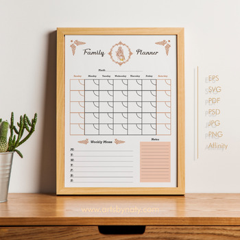 Preview of Monthly Family Planner Editable Calendar