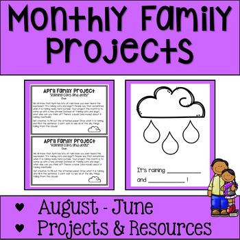 Preview of Monthly Family Projects (August-June)- Editable! 