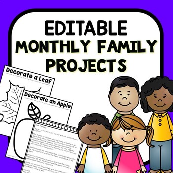 Preview of Monthly Family Projects for Preschool and Kindergarten Homework