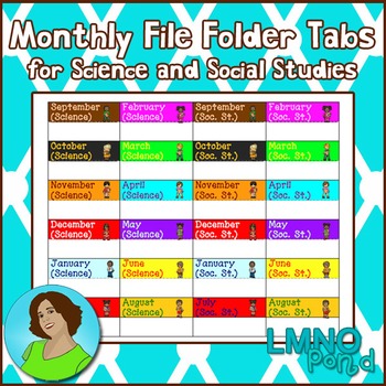 Preview of Monthly File Folder Tabs for Science and Social Studies