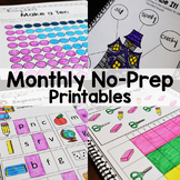 Monthly First Grade No-Prep Math and Literacy Fast Finishe