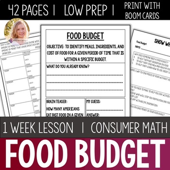 Preview of Food Budget Lesson Unit Consumer Math Life Skills Special Education