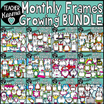 Preview of Monthly Frames Clipart: GROWING BUNDLE