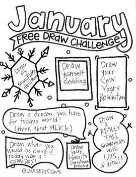 January Drawing Challenge with FREE Printable Prompts!