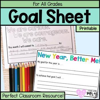TPT resource cover with the text "For All Grades: Goal Sheet Printable"