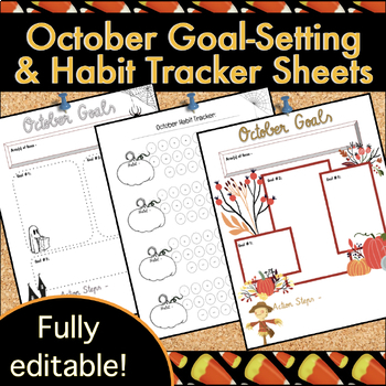 Preview of Monthly Goal Setting and Habit Tracking Sheets for October