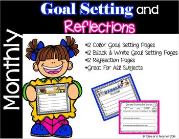 Preview of Monthly Goal Setting and Reflection Sheets