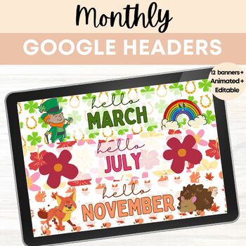 Preview of Monthly Google Classroom Header All year Animated Banner Back To School