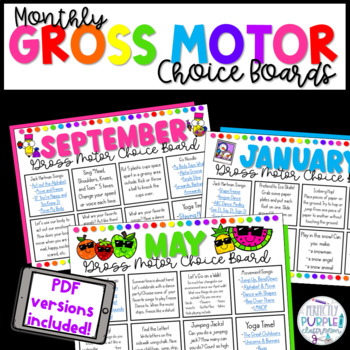 Preview of Monthly Gross Motor Choice Boards