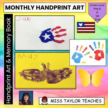 Preview of Monthly Handprint Art - Memory Book - End of Year Keepsake - Calendar 