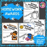 Monthly Homework Awards for the Entire Year