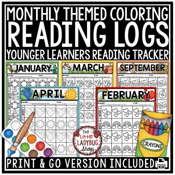Preview of Monthly Coloring Homework Reading Logs Kindergarten 1st Grade Pre-K Preschool