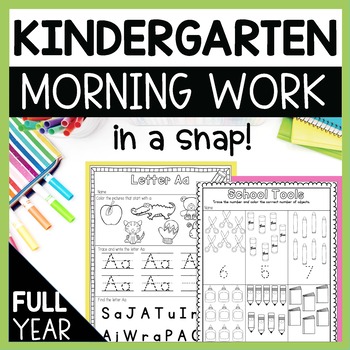Preview of Kindergarten Morning Work, Kindergarten Independent Work Packet Full Year