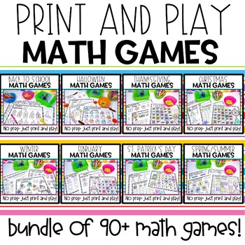 Preview of Monthly Math Games BUNDLE | Math Center Games | First Grade Math Games