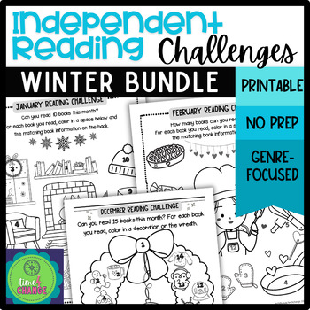 Preview of Winter BUNDLE Reading Log Bingo 3rd 4th 5th Grade Independent Reading Games