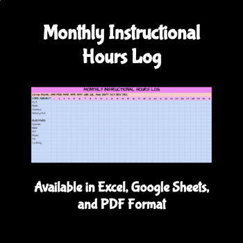 Preview of Monthly Instructional Hours Log