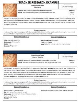 Preview of Monthly Internet Research Forms Teacher and Student