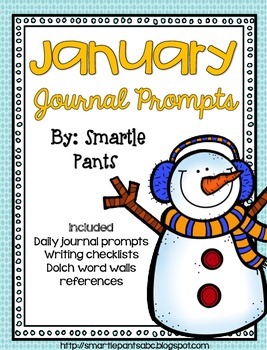 Monthly Journal Writing Prompts- January by Smartie Pants | TpT