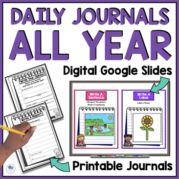 Preview of All Year 1st Grade Journal Writing | Year Long Bundle | Kindergarten