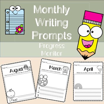 Preview of Monthly Journal Writing Wall Prompts- Progress Monitor