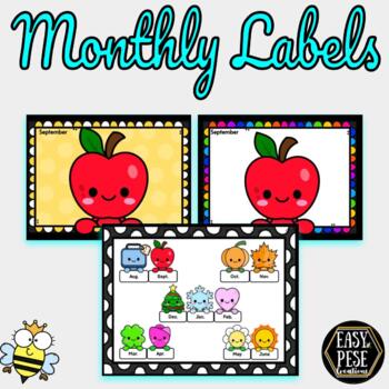 Preview of Monthly Labels (11"x8.5") #polkadot